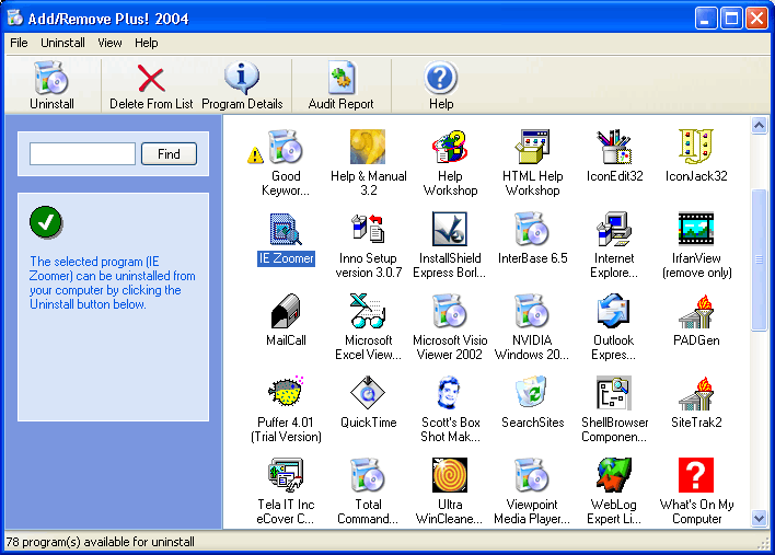 Add/Remove Plus! 2004 Screenshot